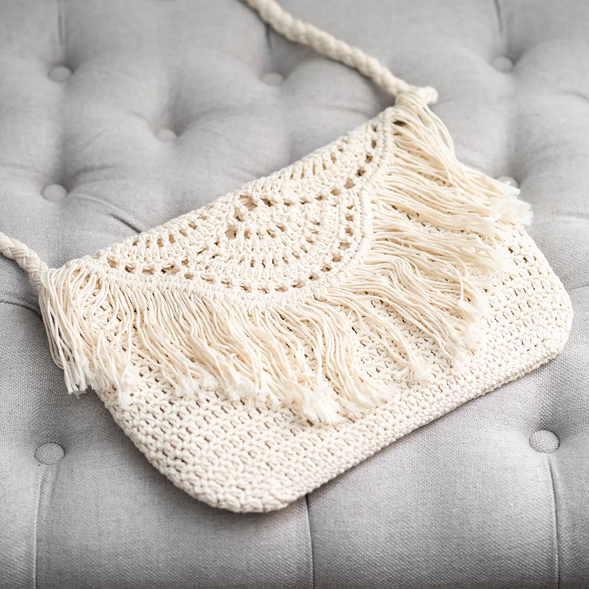 Boho Fringe Crochet Crossbody Beach Tote Bag Shoulder Bag