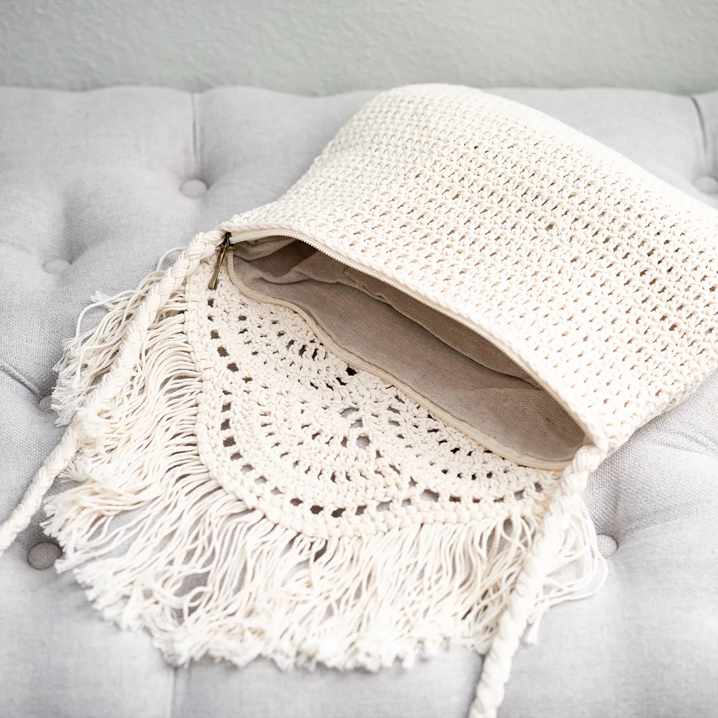 Boho Fringe Crochet Crossbody Beach Tote Bag Shoulder Bag