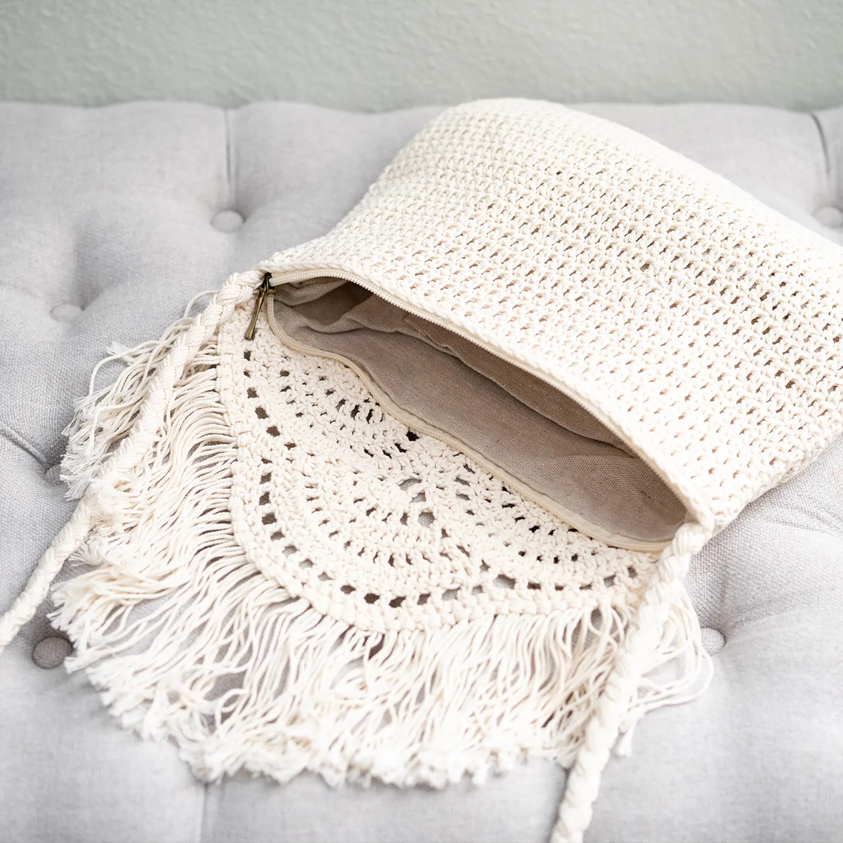 Boho Fringe Crochet Crossbody Beach Tote Bag Shoulder Bag
