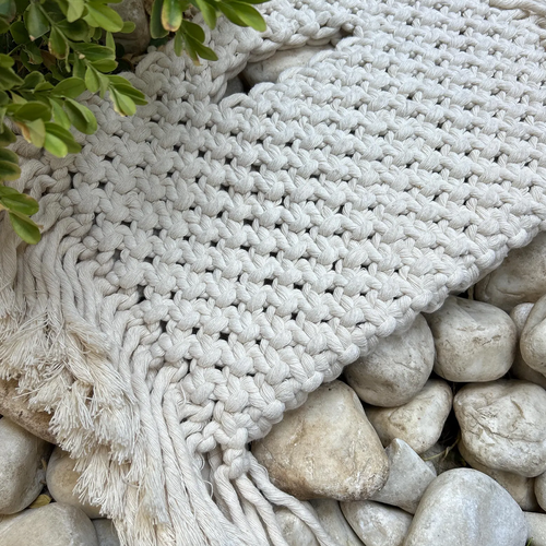 Handmade Macramé Cotton Fringe Bohemian Tote Bag Handbag