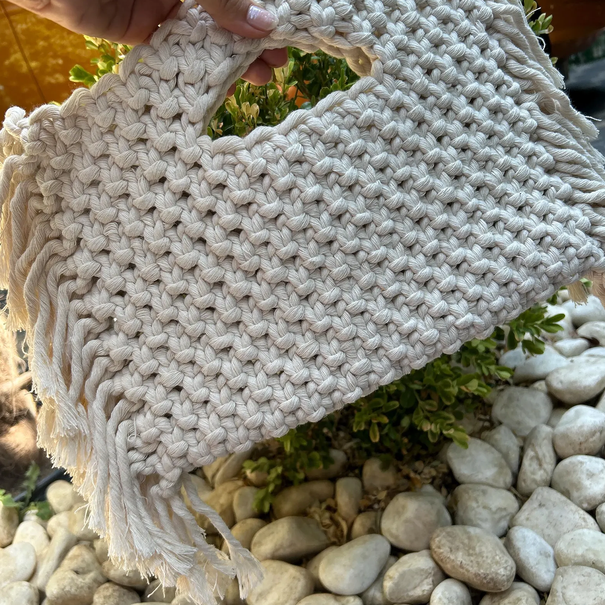Handmade Macramé Cotton Fringe Bohemian Tote Bag Handbag