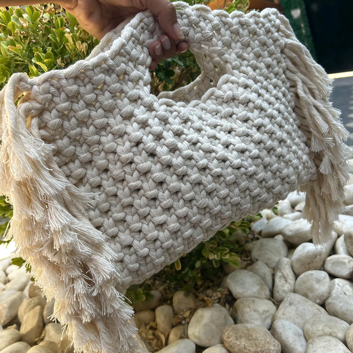 Handmade Macramé Cotton Fringe Bohemian Tote Bag Handbag