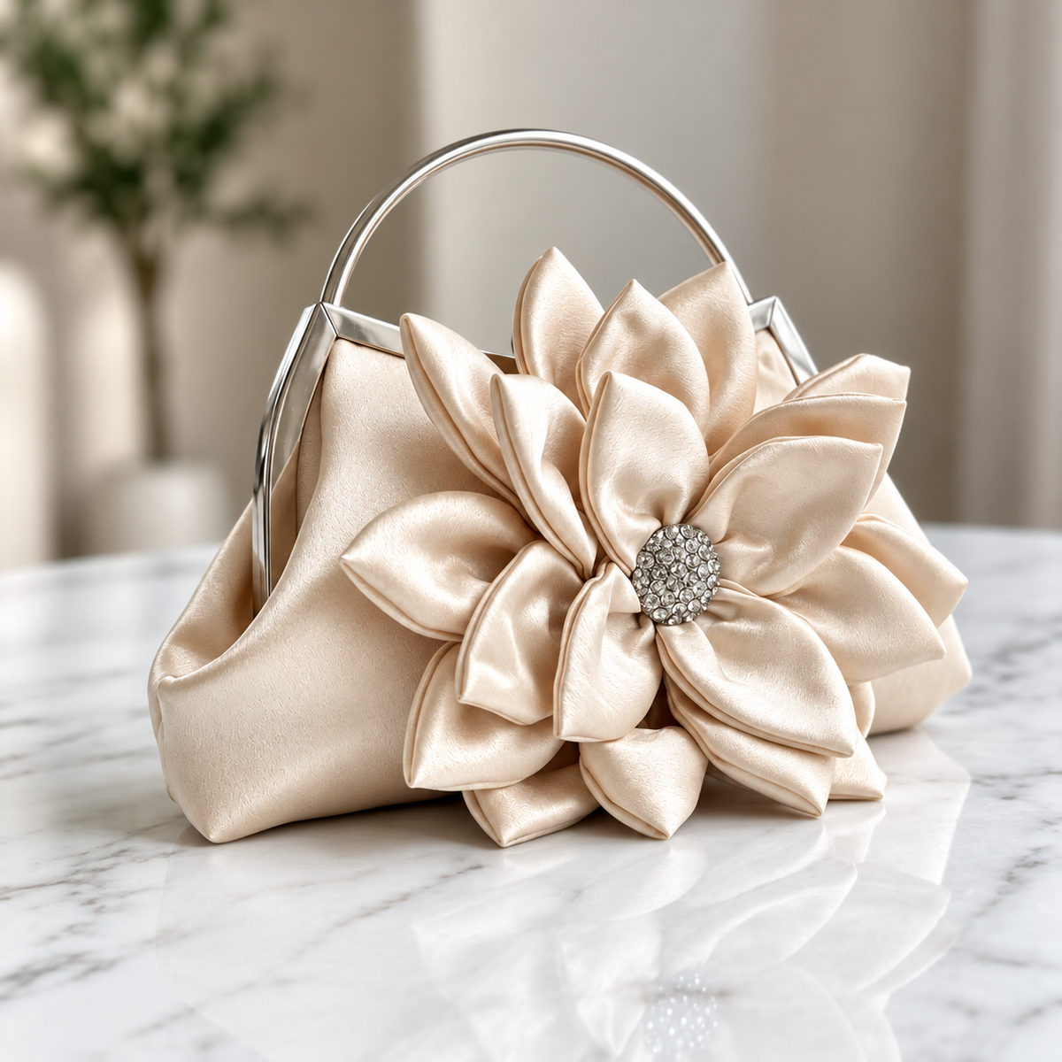 Lotus Petal Floral Evening Handbag For Wedding & Special Events
